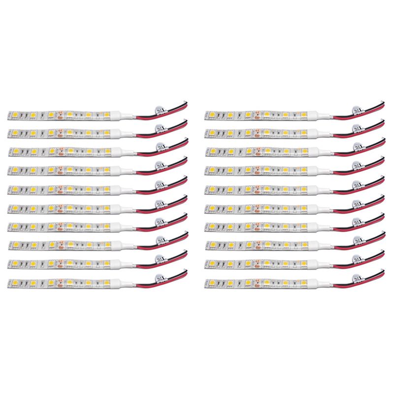 20 Pcs 10cm Waterproof 5050 Led Strip Lights Dc 12V Caravan Boat Car, 10 Pcs Warm White Light & 10 Pcs Red Light