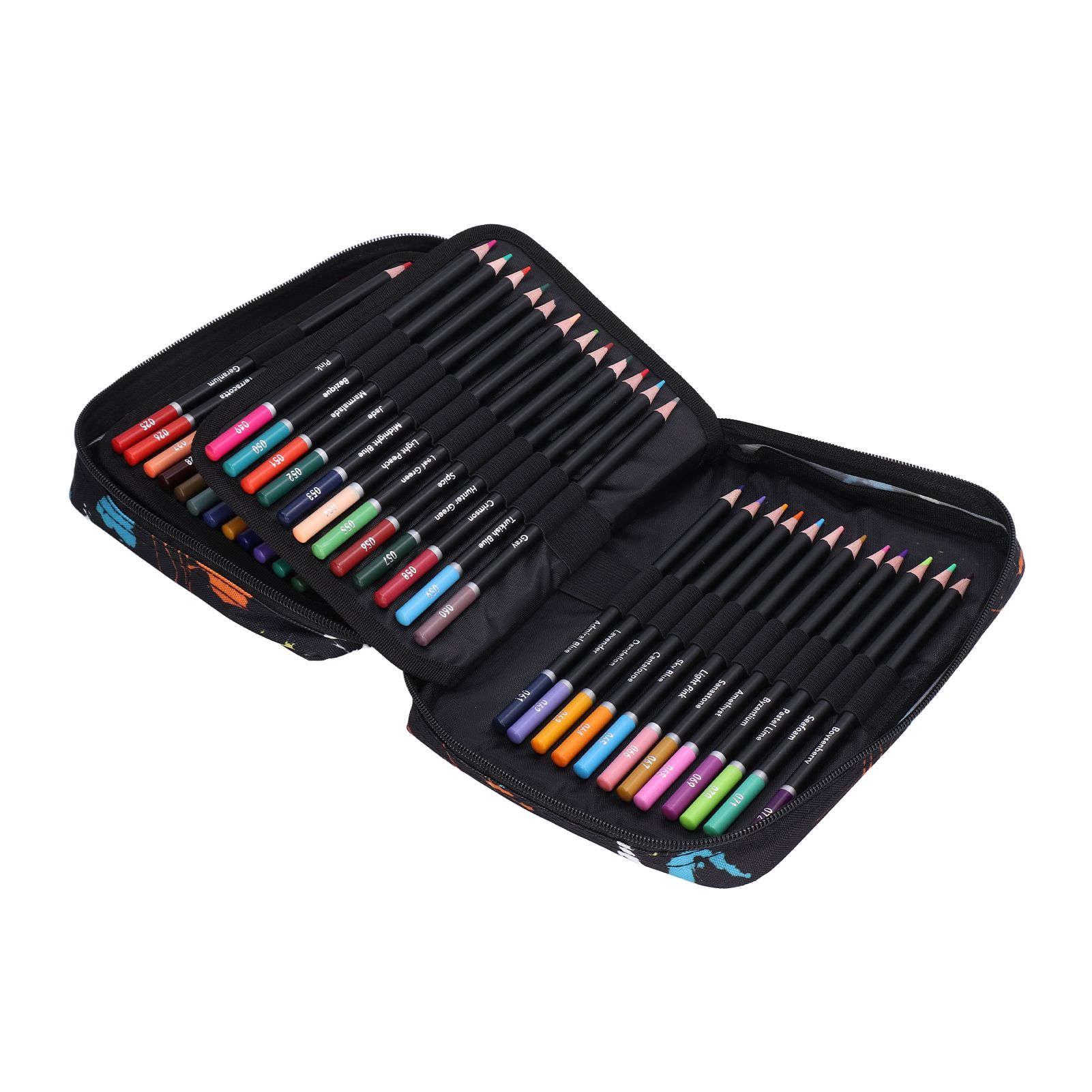 72 Colored Pencils Zipper Case Set Quality Soft Core Leads With Refil LM