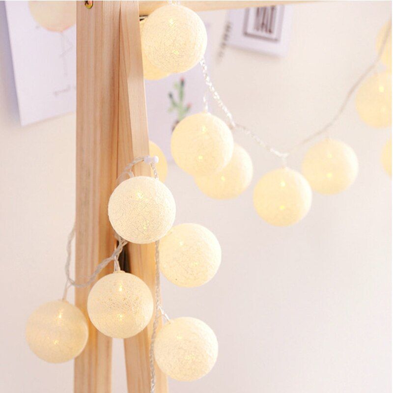 Fairy Lights Cotton Ball Fairy Garden Christmas Lights Outdoor Garden Decoration Outdoor Wedding Decoration Led String Lights--Multicolor--3m 20led
