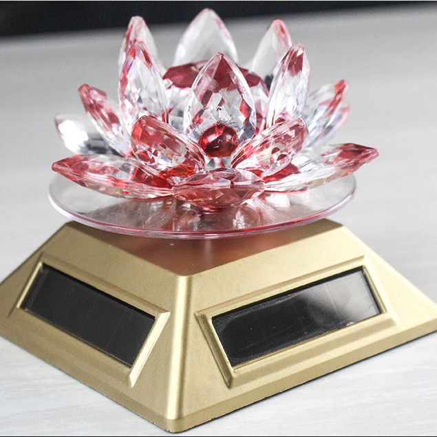 Crystal Lotus Flower Solar Energy Decoration random color