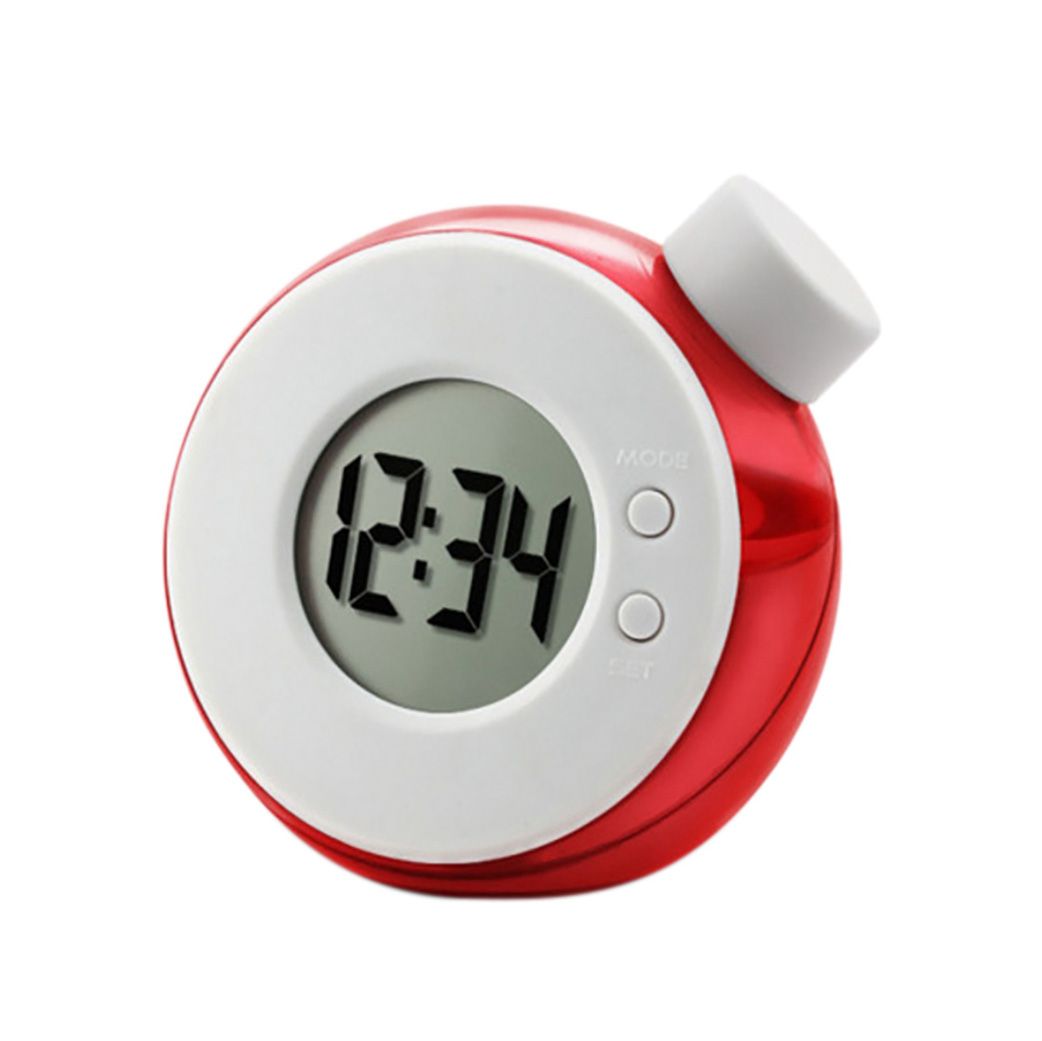 Smart Children's Hydraulic Clock Home Bedroom Desk Water Elements Mute Digital Desk Clock with Calendar-Red