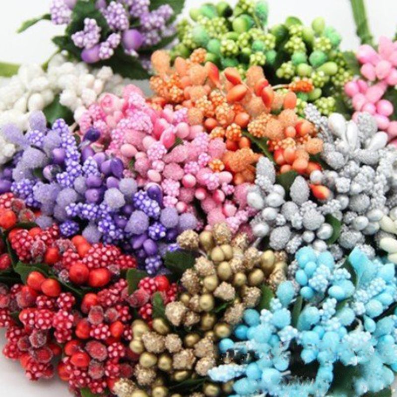 12Pcs/Bundle With Leaf Glass Beads Flower Heart Bridal Flower Small Flower Garland Material Party Supplies