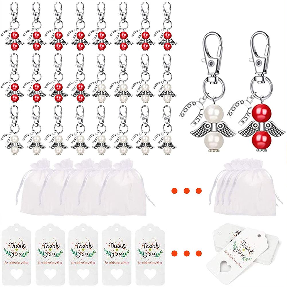 GC 24pcs Guardian  Angel  Keychain Wedding Banquet Table Decoration Birthday Party Christmas Gift color:White+red