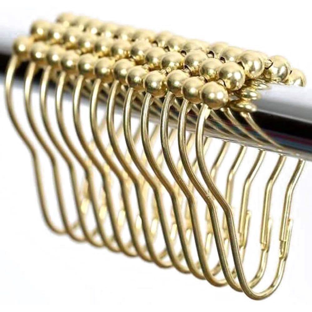Delicate product Easy Install Rustproof Shower Curtain Hooks Frictionless Stainless Steel - Easy Glide Shower Rings for Shower Curtains Rods Polished Gold Set of 12 Hooks