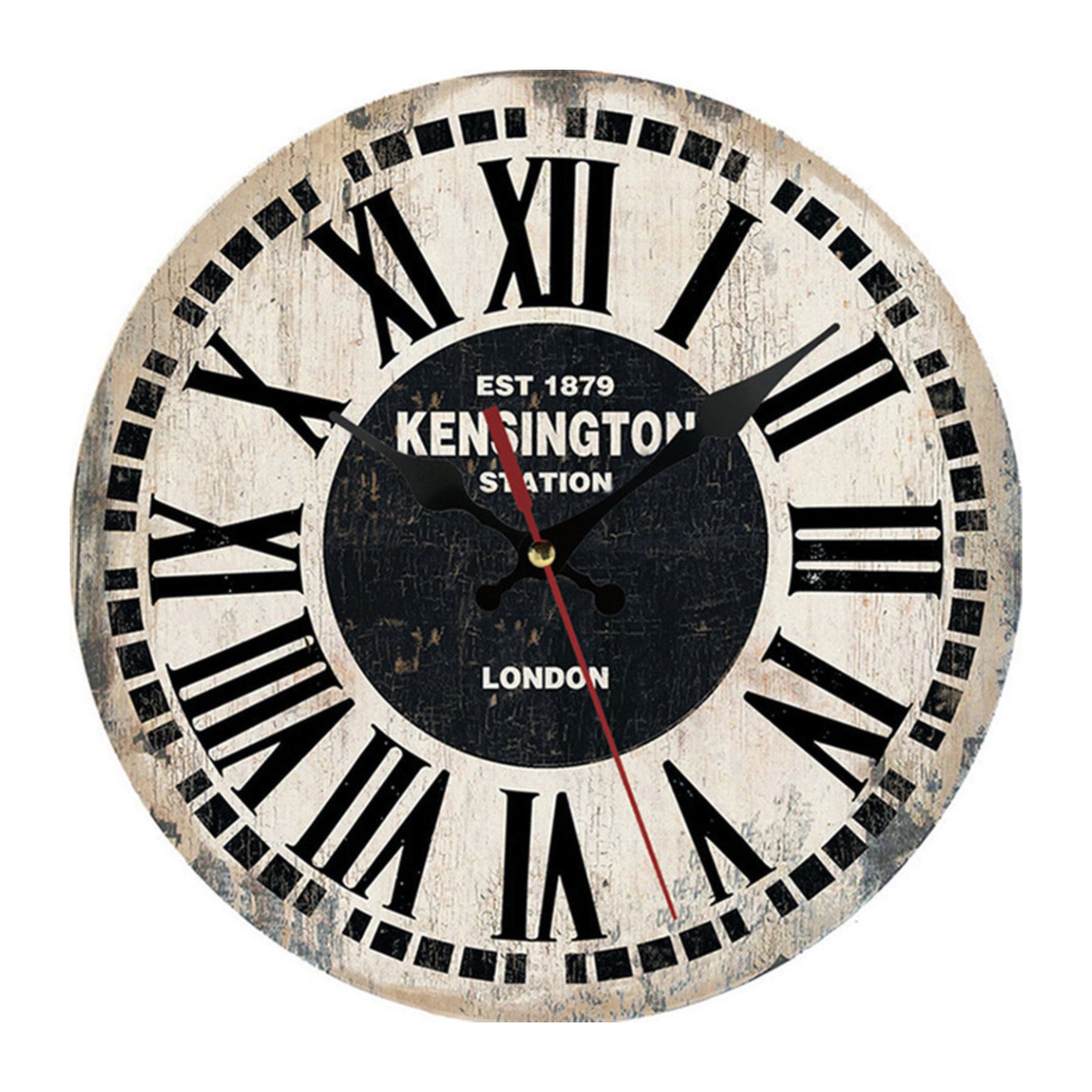 Farm Wall Clock Mute Retro Style Wall Decor Thick Rustic Wooden Wall Clock for Kitchen