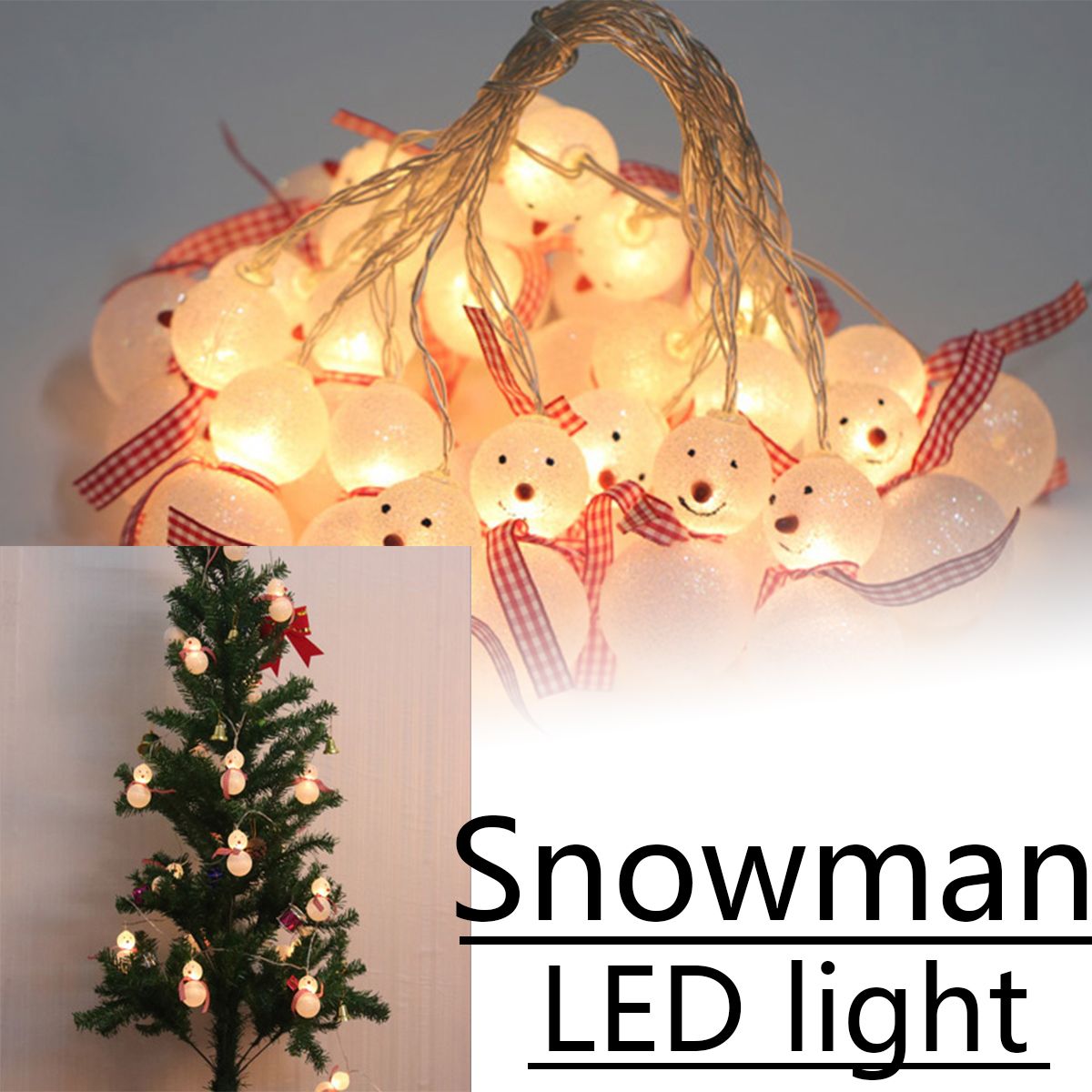 10 LED Fairy Snowman String Lights Warm Light Party/ Room/ DIY Home Garden Decor