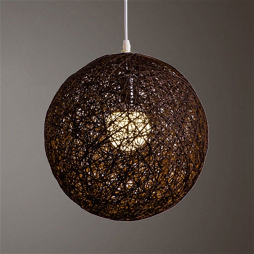 Yfashion Round Concise Hand-woven Rattan Vine Ball Pendant Lampshade Light Lamp Shades Light Accessories(15cm Diameter)