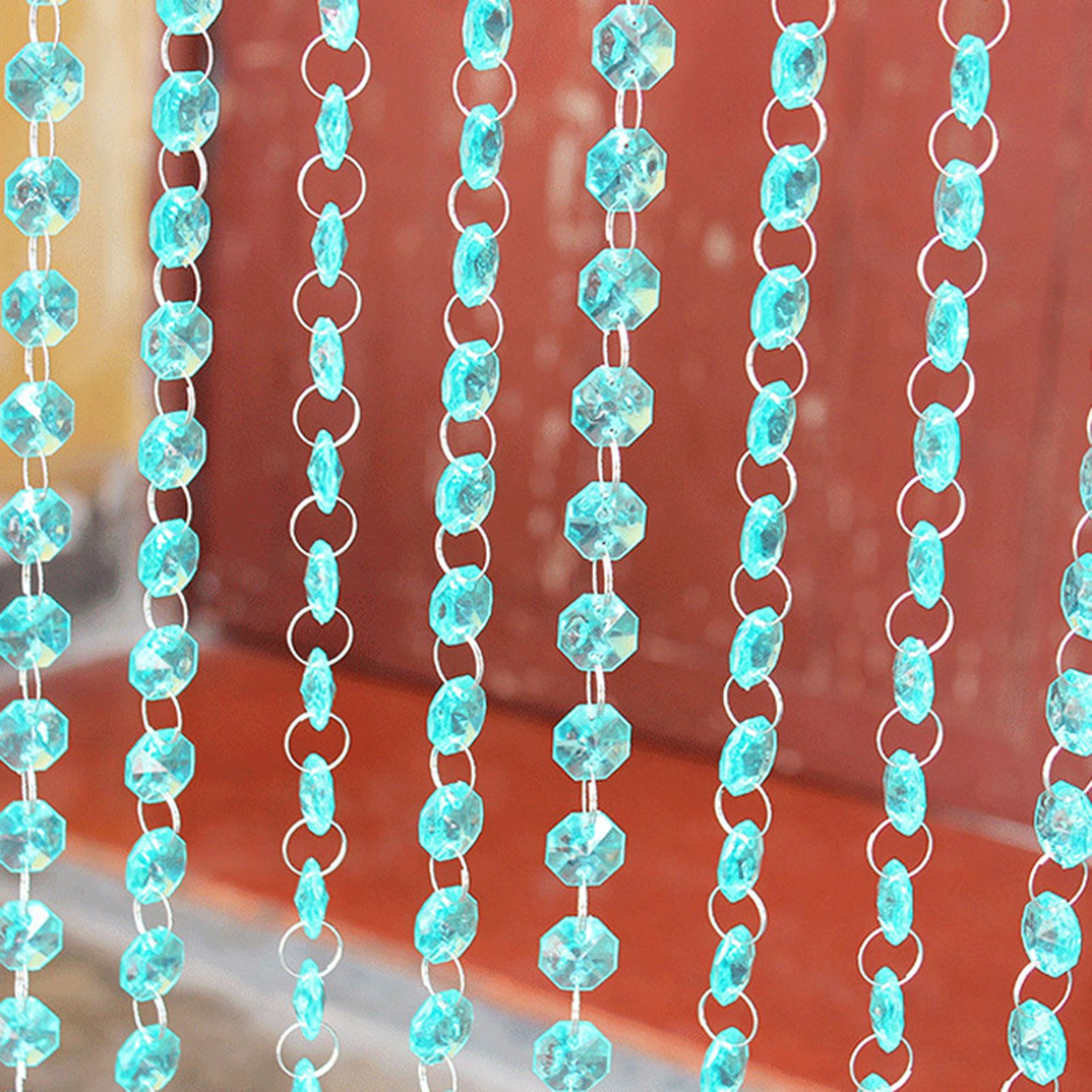Hanging Bead Curtain Iridescent Faux Crystal Glass Bead Curtain