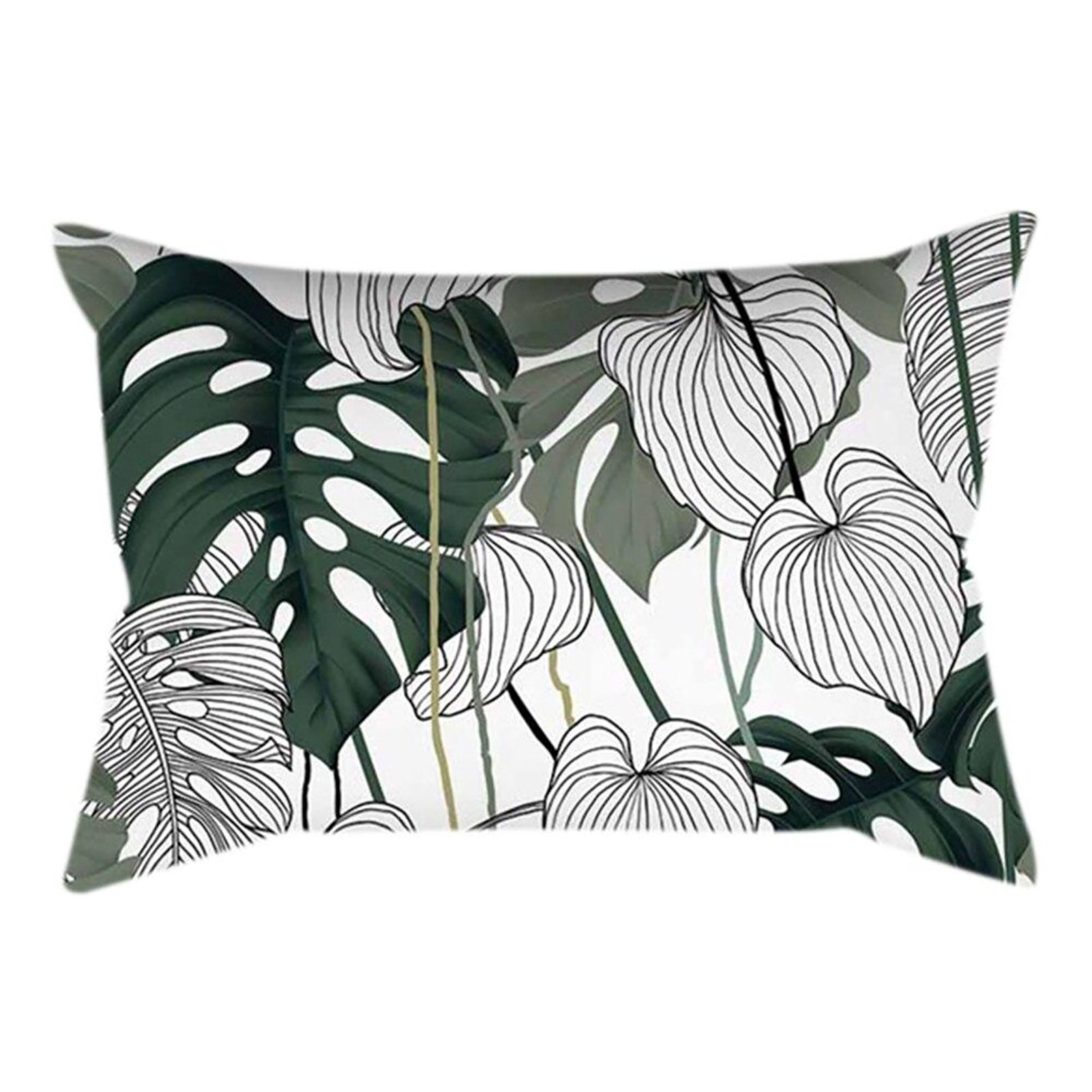 Pillow Cover Breathable No-pilling Polyester Floral Print Rectangular Cushion Case Home Decor
