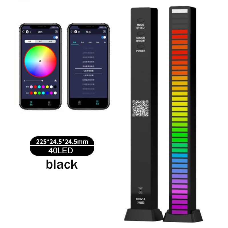 3D Display Music Ambient LED Light Bar RGB Sound Control Pickup Rhythm Light APP Control Car Atmosphere Colorful Tube Lamp