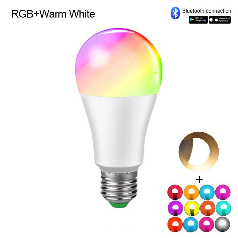 E27 LED WiFi Smart Light Bulb 15W RGBW Bluetooth Smart Lamp Intelligent WiFi Lamp Work for Google Home Assistant Echo Alexa