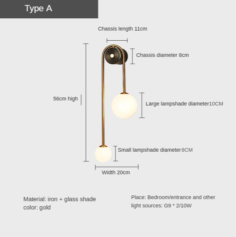 Modern Led Wall Lamp Glass Ball Bedroom Bedside Creative Background Nordic Lighting Luxury Living Room Sconce Aisle Decor Lights