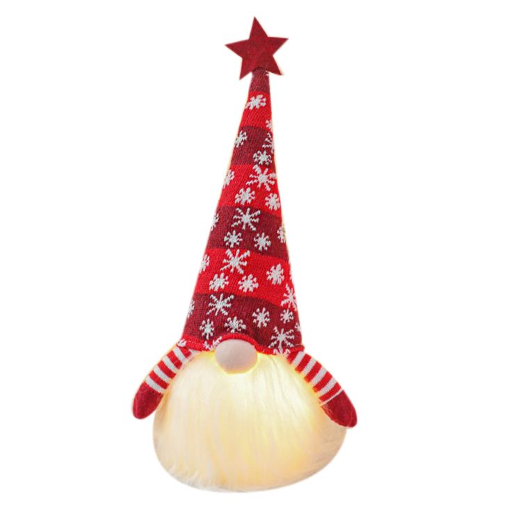 Christmas Decoration Glowing Dwarf Plush Doll Ornaments  Year Decorations-Red