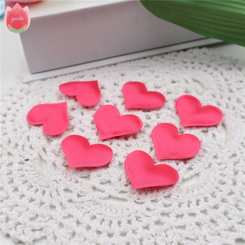 2017  100pcs Silk Cute Heart Cloth Cake Decoration For Wedding Home Decoration Hats Shoes Scrapbook Decorative Craft Supplies