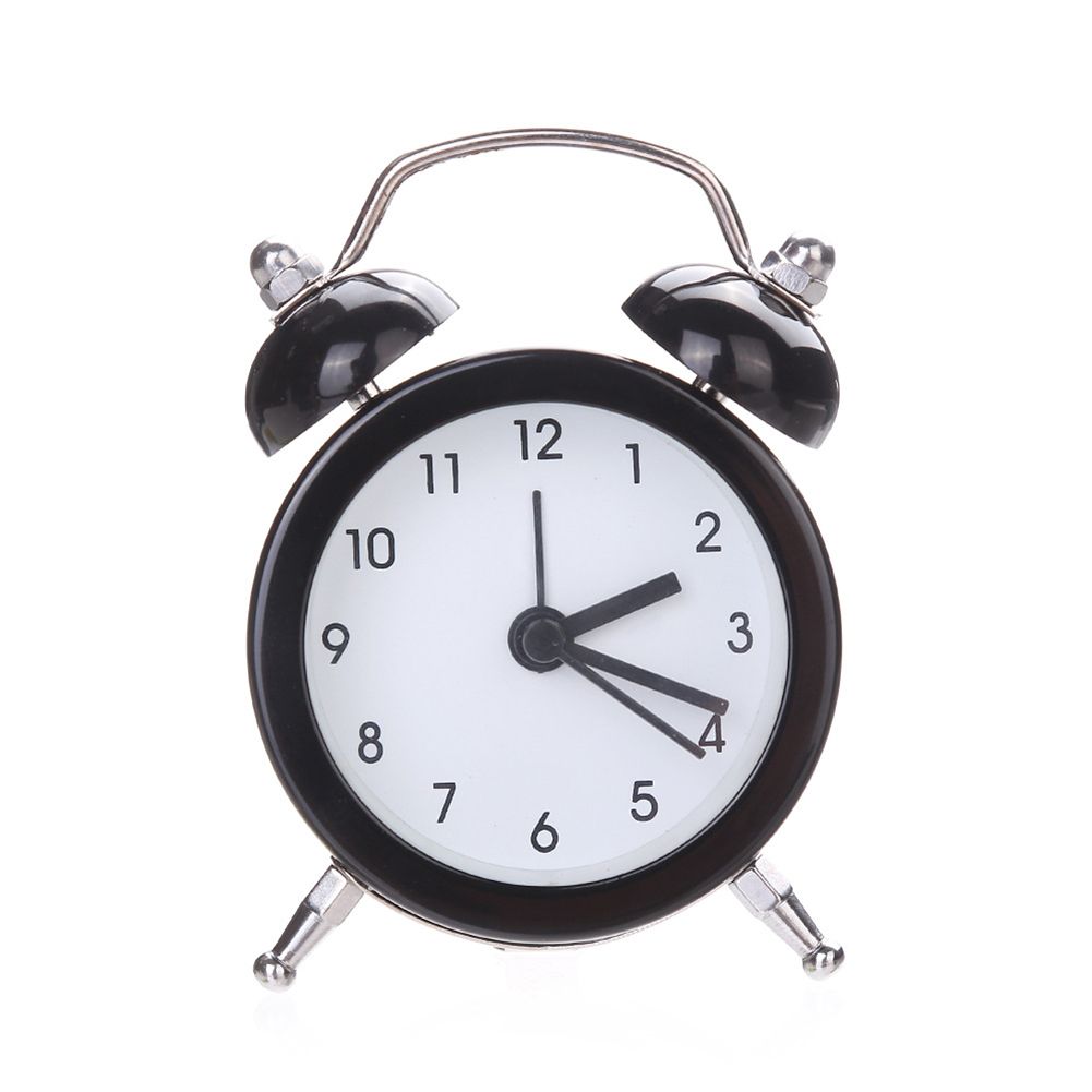 Mini Round Metal Alarm Clock Desk Stand Clock for Home Room Kitchen Office