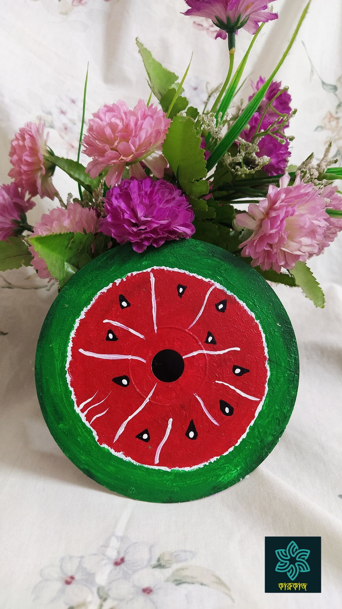 Hand painted (Acrylic Paint with Fixation spray) CD for Home Decoration