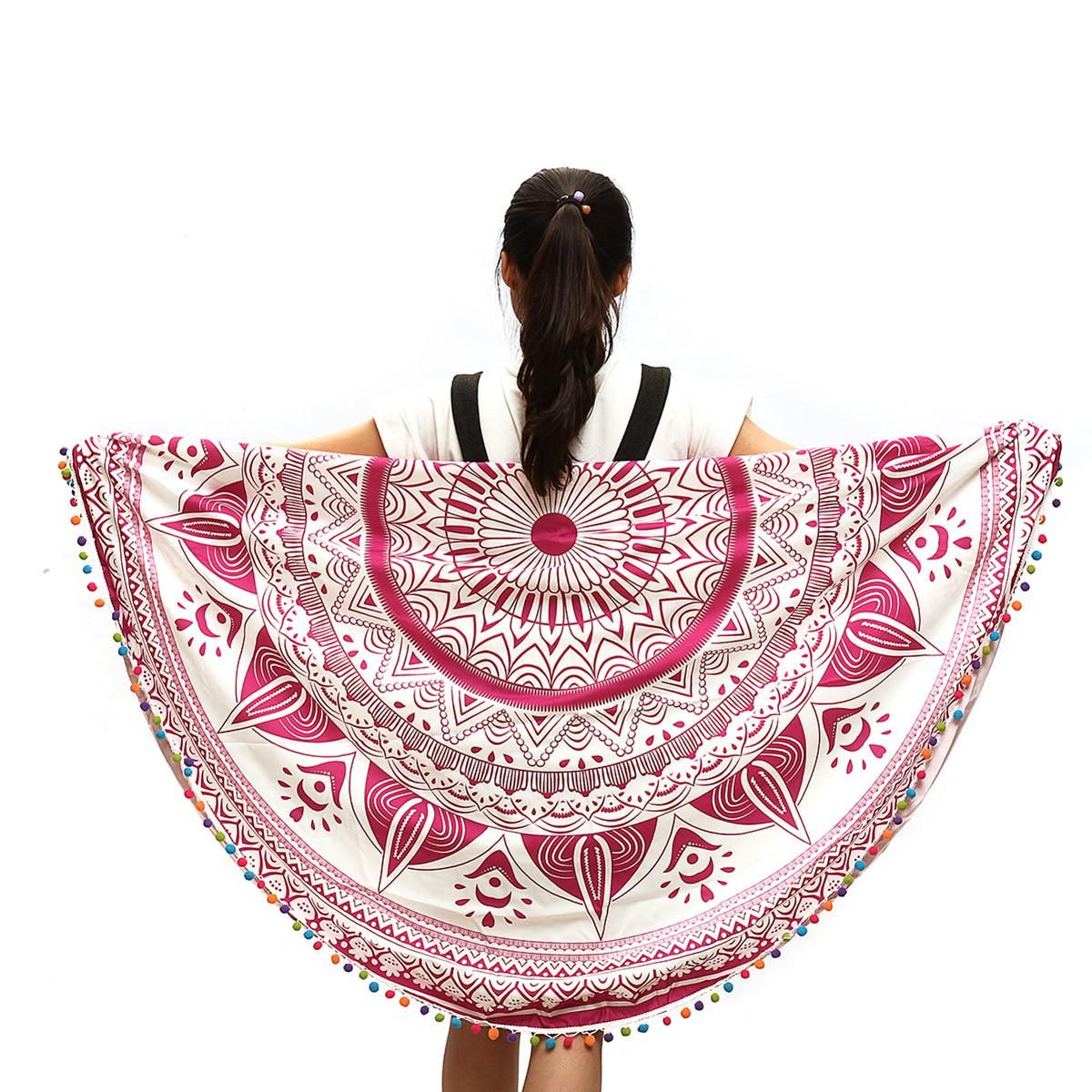 150CM Bohemia Round Beach Towel Scarf Spa Bath Swimming Thick Towel Carpet Tassel Yoga Mat