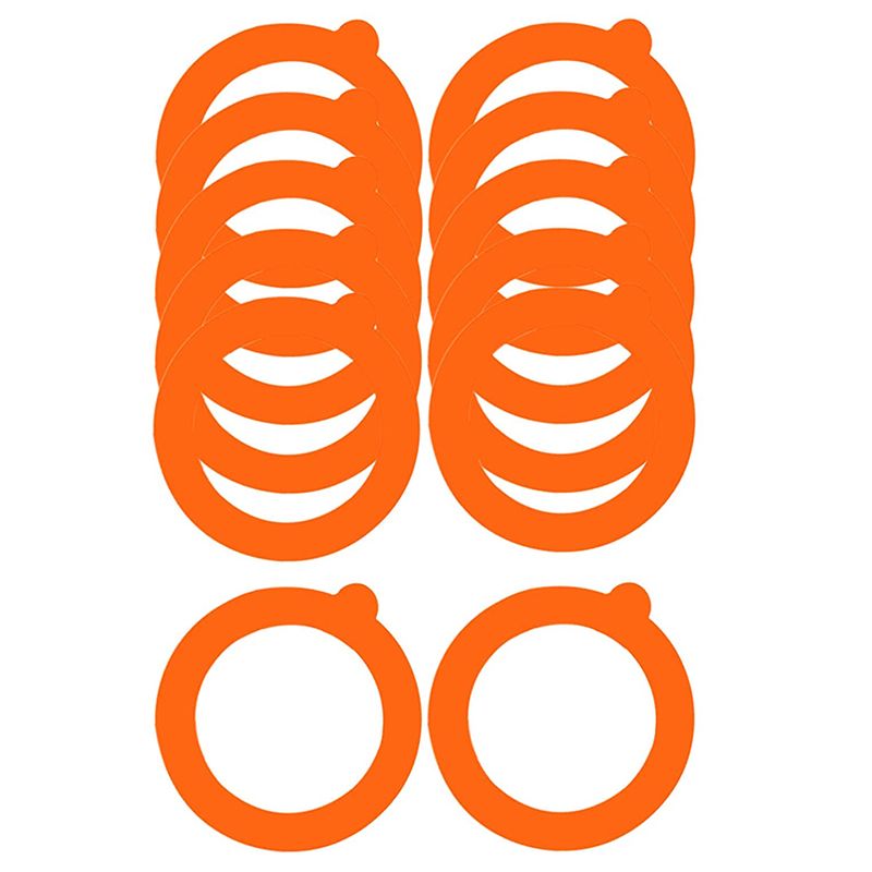 12 Pack Silicone Replacement Gasket, Airtight Rubber Seals Rings for Mason Jar Lids, Leak-Proof Canning Silicone, Orange