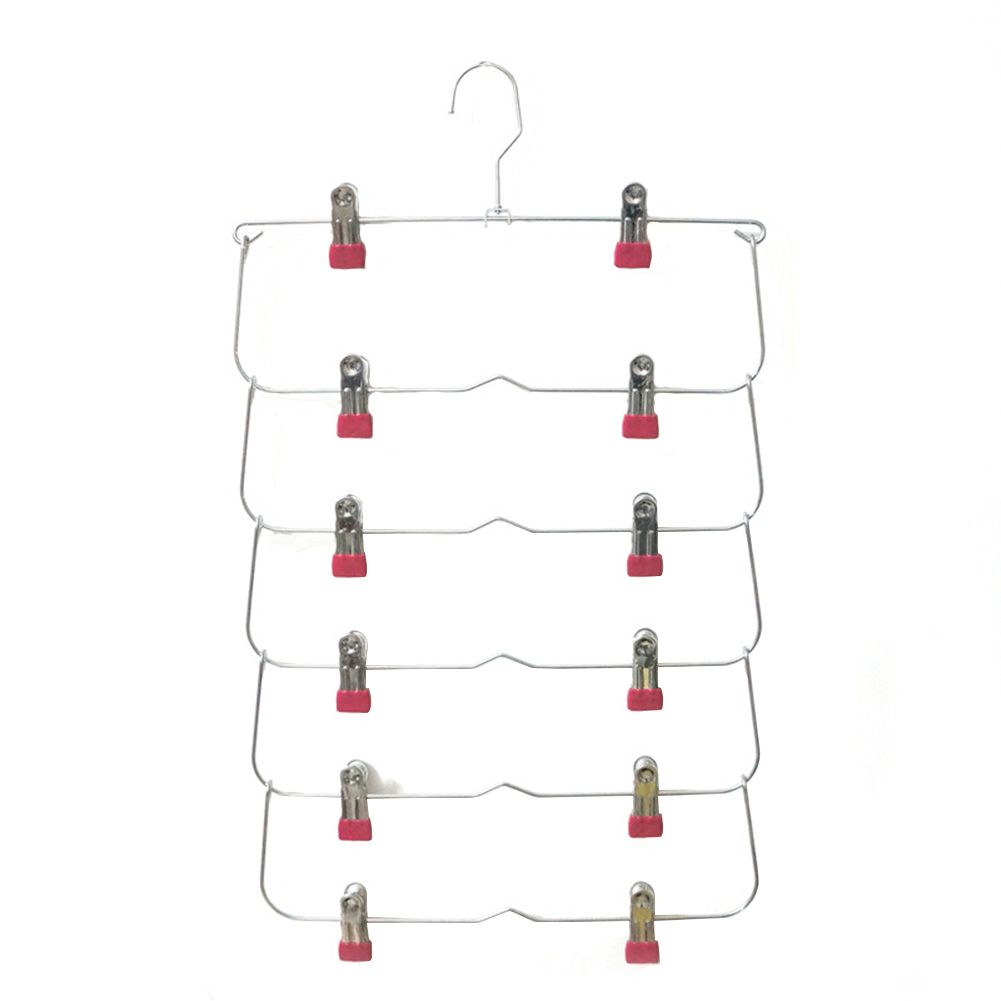 Family Heavy Duty 6 Tiers Skirt Pants Clothes Hanger Metal Foldable Organizer