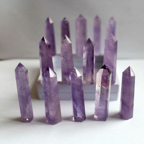 4-10cm Natural Rock Purple Brazil Amethyst Pink Rose Quartz Crystal Wand Point Healing Mineral Stone Collection home DIY Decor