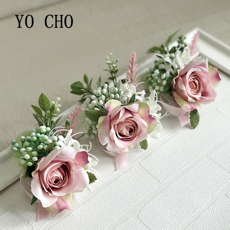 Wedding Corsage Flower Silk Rose Groom Boutonniere Buttonhole Pin Ribbon Boutonniere Men Wedding Planner Marriage Corsage Flower