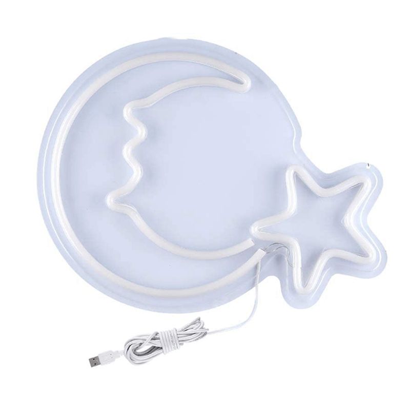 LED Moon Star Shaped Neon Signs Decor Wall Decor Art Sign Light for Home Decoration, Bedroom, Lounge, Office,Wedding