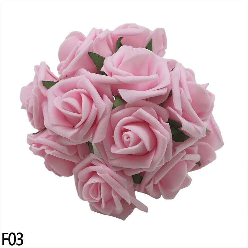 20Pcs 5cm PE Foam Rose With Leaves Artificial Flower Bouquets For Wedding Decorative Wreaths Supplies Party DIY Decoration