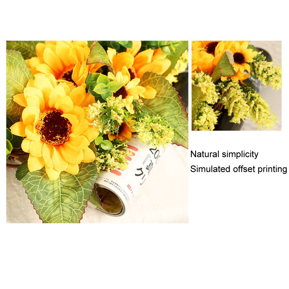 Artificial Rattan Sunflower Garland Wreath Home Cafe Wall Party Hanging Decor(null)