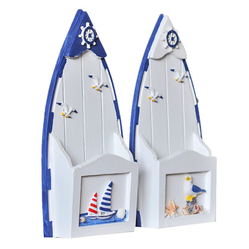 Letter Box Mediterranean Letterbox Storage Cabinet Home Accessories Wooden Box Storage Box(Ship Style)
