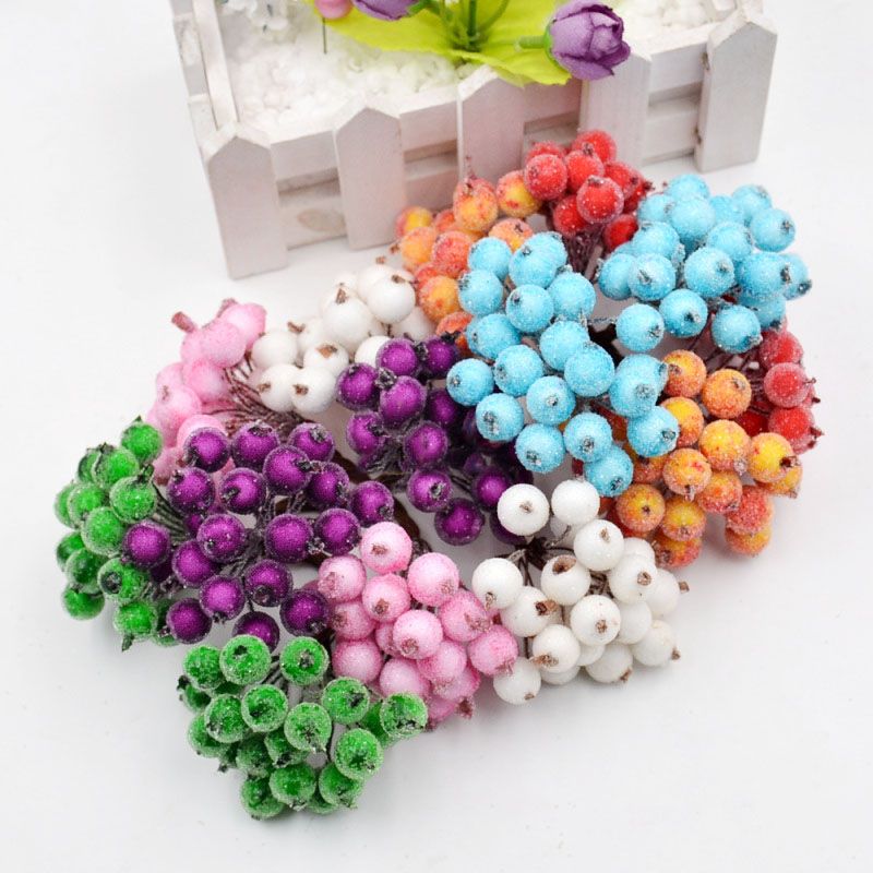 20Pcs/pack of Simulated Christmas Small Berries Foam Frosted Fruit Pulp Small Particles