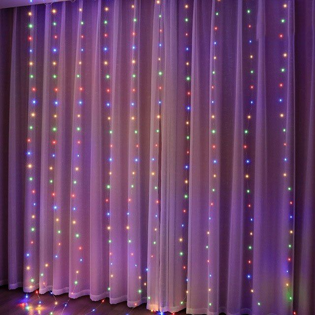 3M USB Led String Lights Christmas Curtain Lights Garland Fairy Light Wedding Decoration Ramadan Lamp Bedroom Decorative--Colorful--3M x 3M