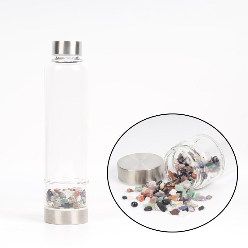 550ML Creative Natural Quartz Crystal Glass Water Bottle Irregular Stone Cup Point Wand Healing Infused Elixir Cup