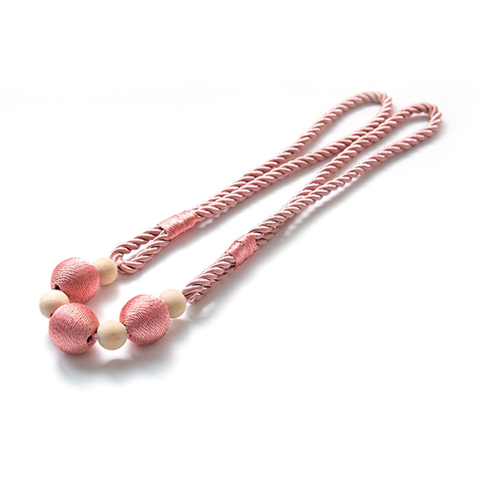 Punch Free Wooden Ball Magnetic Curtain Tieback Rope Buckle Holder Strap Decor