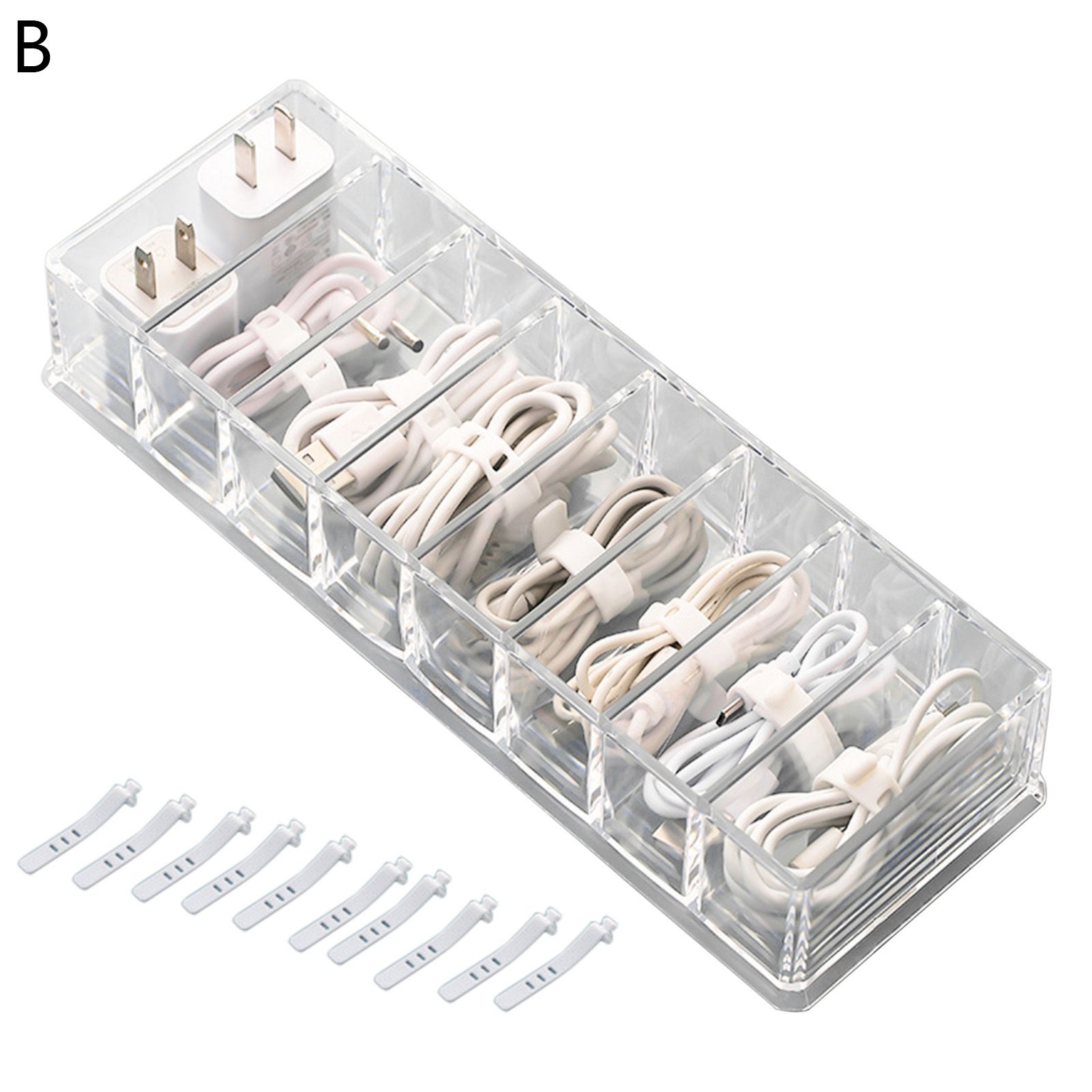 Power Cord Organizer Strong Load-bearing 8 Grids Tidy Countertop Power Cord Organizer