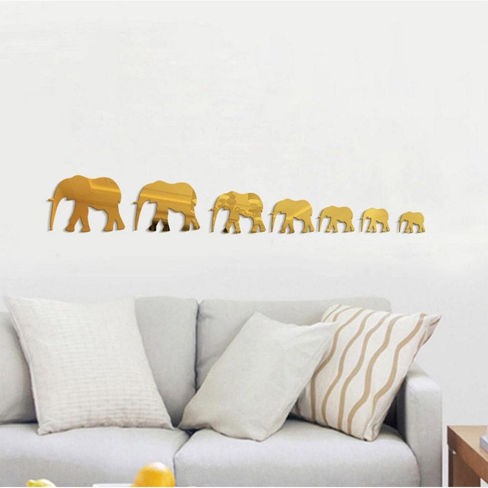 Yfashion 7Pcs Removable 3D Elephant Pattern rror Wall Stickers