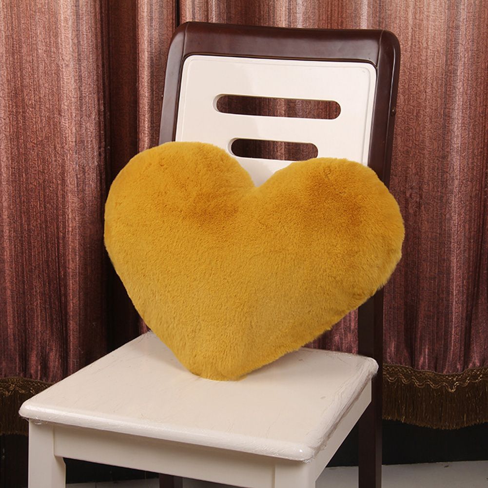Yfashion Imitation Rabbit Hair Heart-shaped Cushion hrow Pillow Cover Case Pillowcase e Decor