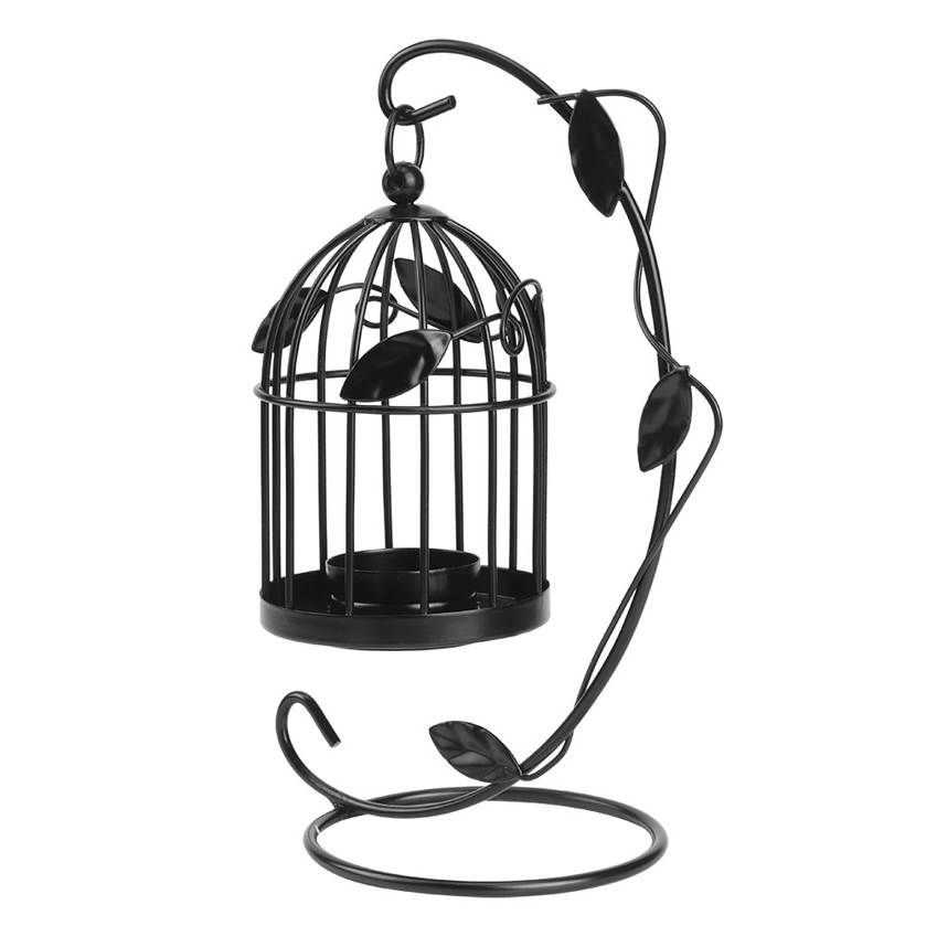 Cage Candlestick Innovative Iron Leaves Hollow out Candle Holder Hanging Household Decoration