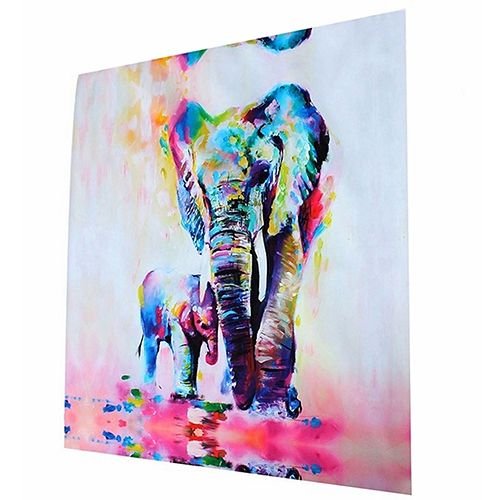 Multicolor Elephant Pattern Canvas Painting Frameless Pictures Living Room Decor