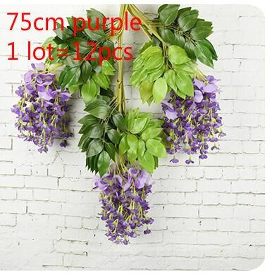 12 Pieces Artificial Silk Flower Wisteria Flower Vine Rattan Home Wedding Decoration 75cm and 110cm Available