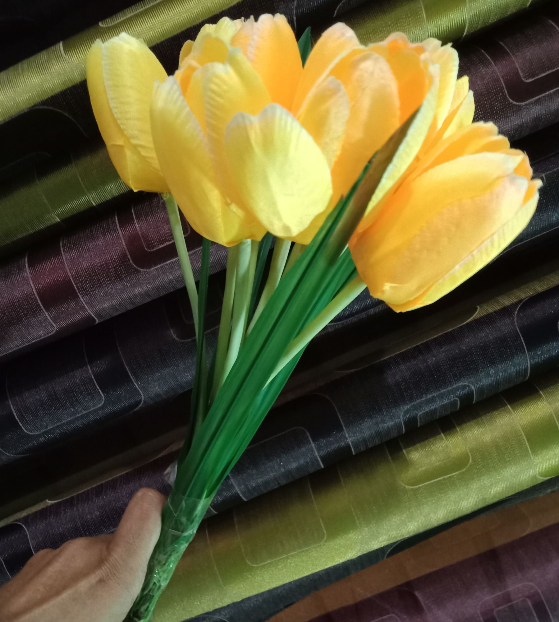 12pcs Artificial bouquet yellow tulip flowers wedding for party home decoration - Home Decoration Item - Home Decoration Item