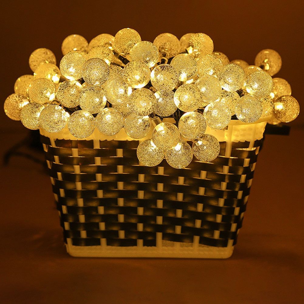 LED Crystal Ball String Lights USB Glass Bubble Ball Fairy Garland Lamp for Christmas Wedding Festival Party Decoration Drops--Warm light--3M