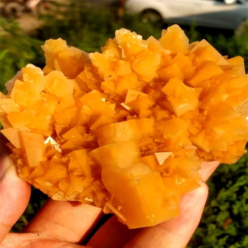 1pcs AAAAA Rare natural yellow calcite cluster coarse mineral specimen crystal quartz flower cluster beautiful