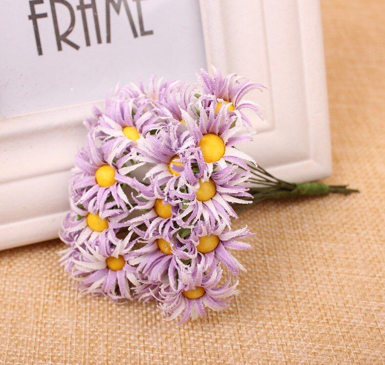 10pcs/bundle Silk Daisy Artificial Flower Bouquet Multicolor Daisy Wedding Flower Decoration Scrapbooking Fake Rose Flower