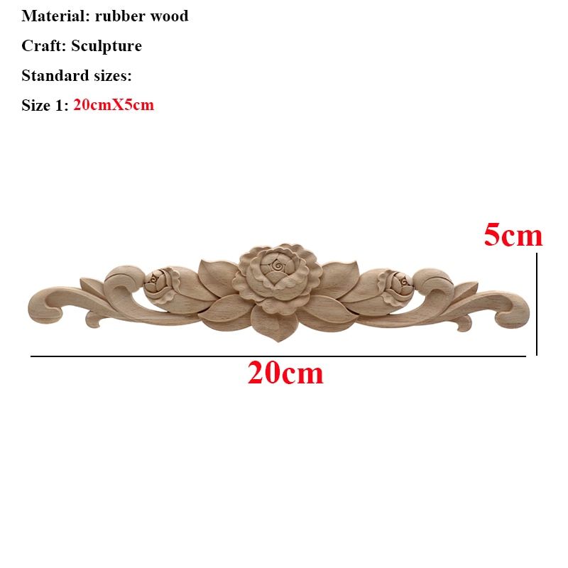Wood Carved Decal Corner Frame Doors Furniture Woodcarving Decorative Wooden Figurines Craft Long Applique Decoration