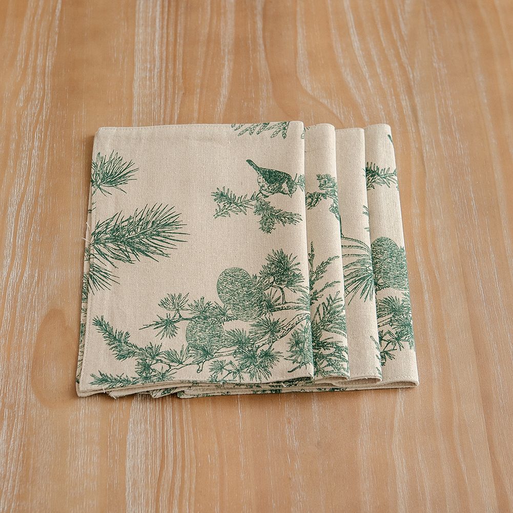 GC Fresh Printed Table  Runner  /  Placemat Pine Cone Pattern Coffee Table Tv Cabinet Cover Cloth Kitchen Dinning Outdoor Table Decor color:Green pine cones size:Placemat 32x45 4pcs