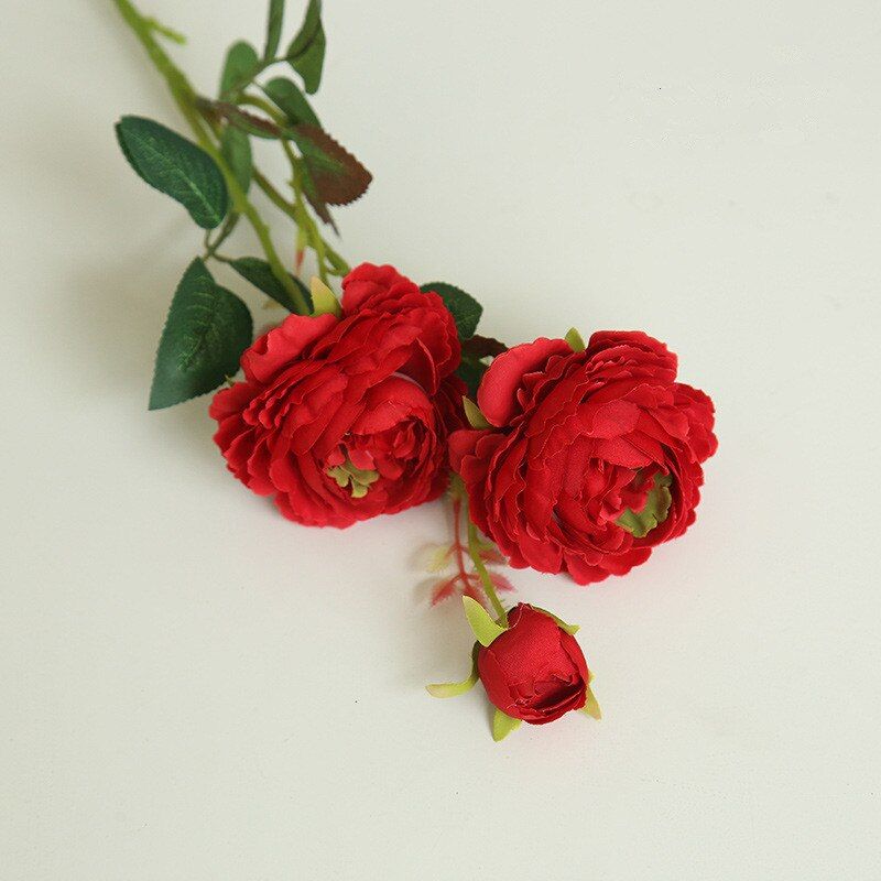 Western rose European core 3 head peony artificial flowers home decoration wedding wall Christmas decoration fake flower 1pc