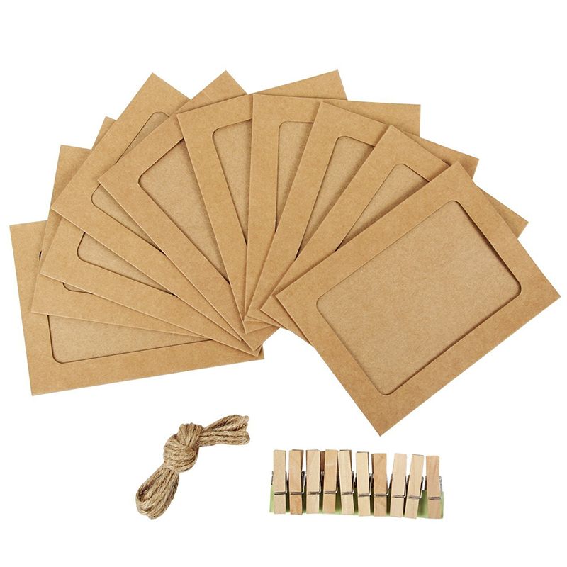 10PcsDIY Photo Frame Wooden Clip Paper Picture Holder Wall Decoration For Wedding Graduation Party Photo Booth Props