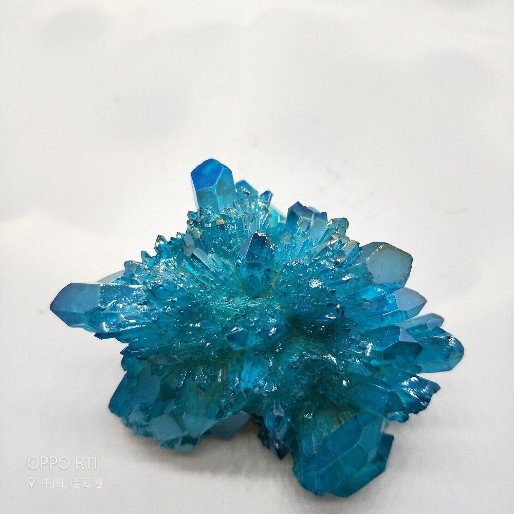 Blue Aura crystal cluster quartz titanium aura flower natural stones and minerals stone decoration for home