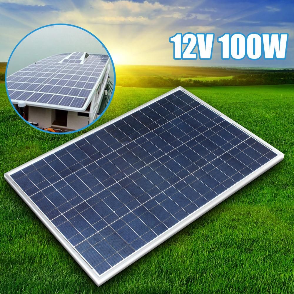 100W Polycrystalline Solar Panel 12V Off Grid Battery Charger For RV Boat Garden