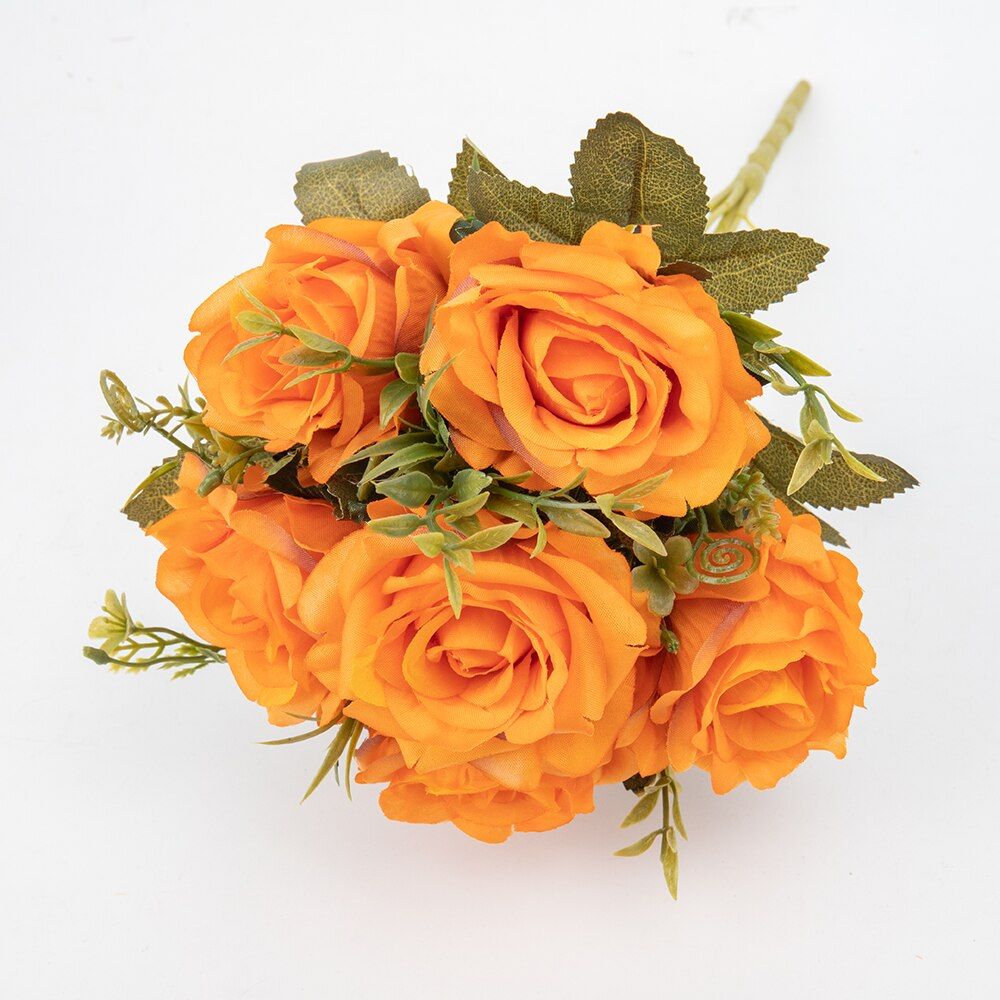 Rose Artificial Silk Flowers Silk Bouquet Stamens Decoration Accessories for Flowers Wedding 1 Pc 6 Flower Head 37cm/14.56in
